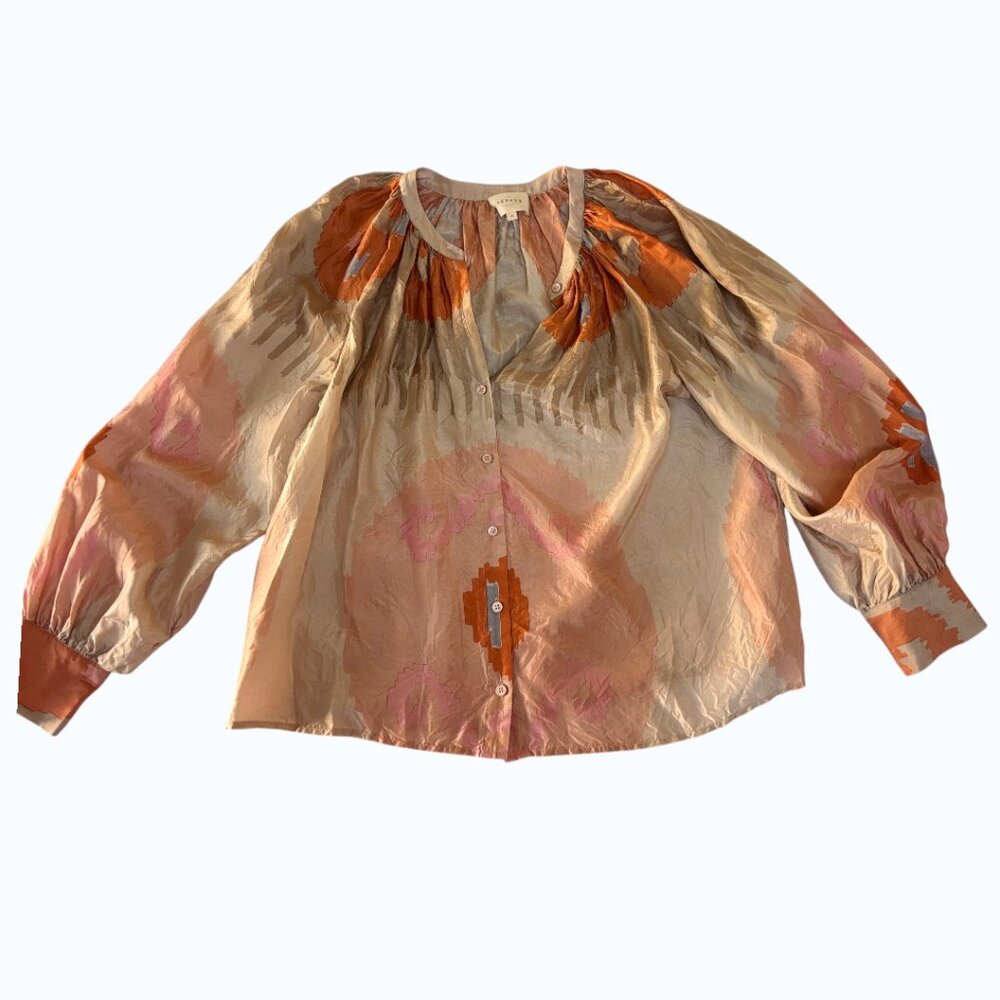 🌸 Sézane Lealys Silk Shirt in Pink Sand | Size 42 (US 10) 🌸 - Picture 3 of 5